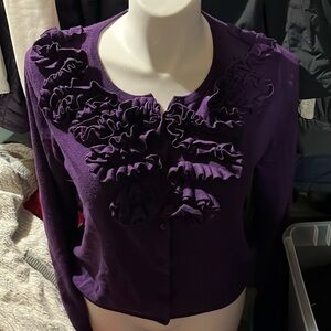 Evie purple button down with ruffle